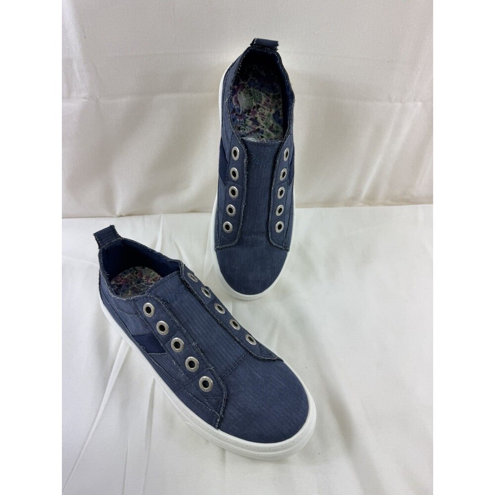 Women's Blowfish Malibu Hangout Slip-On Shoes Nautical Navy Canvas Size 9 M